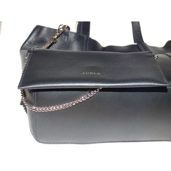 Furla New XL Black Leather Satchel w Matching Wallet - Picture 8 of 12